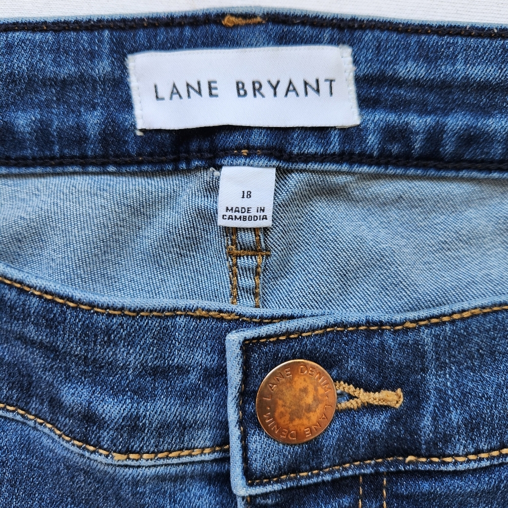 Lane Bryant Jeans Mid Rise Bootcut Blue Flex Magic Waistband Frayed Casual 18 - Picture 7 of 13